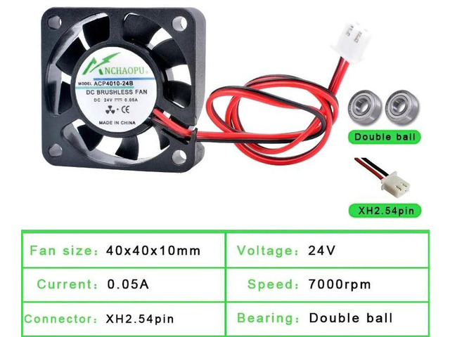 ACP4010 40x40x10mm 40mm 4cm Dual Ball Bearing Miniature Axial Cooling Fan, DC24V 2Pin Brushless Replacement Fan for Power Monitoring Chargers Heat...