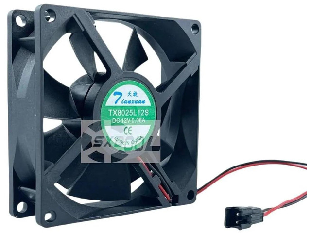 TX8025L12S 80x80x25mm 80mm DC12V 0.08A UltraQuiet 2Pin Chassis Cooling Fan, 8CM Axial Replacement Fan for PC Computer Cases & General Electronic...