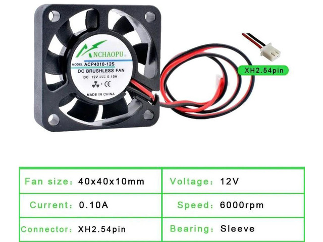 ACP4010 40x40x10mm 40mm DC12V Sleeve Bearing 2Pin Miniature Axial Cooling Fan, 4CM Slim Replacement Fan for Power Monitoring Devices, Chargers and...