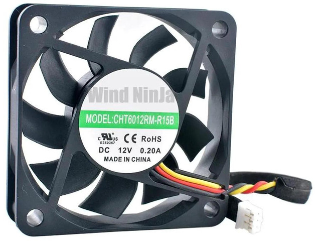 CHT6012RMR15B 60x60x15mm 60mm DC12V 0.20A 3Pin Axial Cooling Fan, 6CM Replacement Fan for Switching Power Supplies, Power Modules and Industrial...