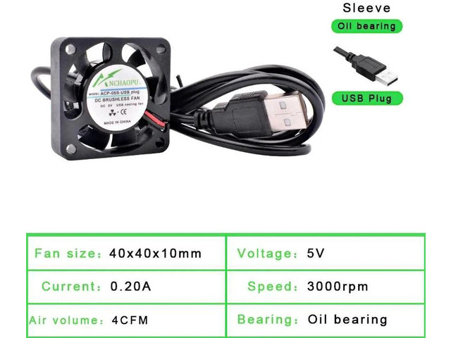 40x40x10mm Sleeve Bearing DC 5V USB Silent Cooling Fan, USBPowered Brushless Fan for DIY Cooling, Router, Game Console, TV Box, Power Supply and...