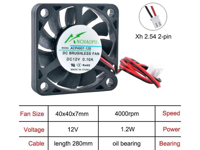 ACP4007 40x40x7mm UltraThin Axial Cooling Fan, DC12V 2Pin Slim Replacement Fan for Router, Projector, Compact Small Electronic Device Internal Heat...