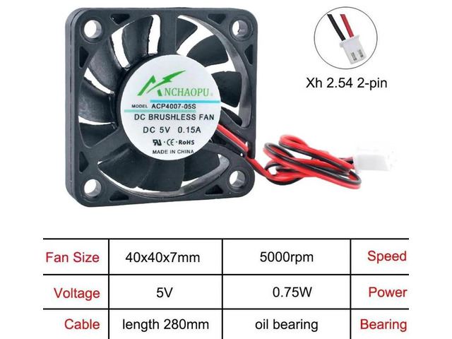 ACP4007 40x40x7mm UltraThin Axial Cooling Fan, DC5V 2Pin Slim Replacement Fan for Router, Projector and Compact Small Electronic Device Internal...