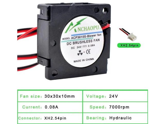 ACP3010S 30x30x10mm Miniature Centrifugal Blower Fan, DC24V LowNoise HighEfficiency 2Pin Small Replacement Cooling Fan for Projector, Printer and...
