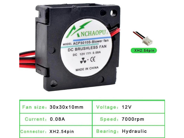 ACP3010S 30x30x10mm Miniature Centrifugal Blower Fan, DC12V LowNoise HighEfficiency 2Pin Small Replacement Cooling Fan for Projector, Printer and...