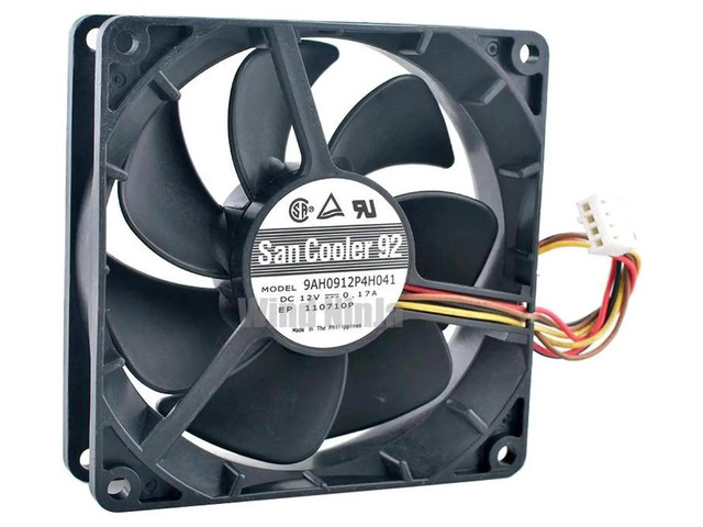 9AH0912P4H041 92x92x25mm 92mm Dual Ball Bearing Cooling Fan, DC12V 0.17A 4Pin PWM High Durability Replacement Axial Fan for CPU Case, Desktop...