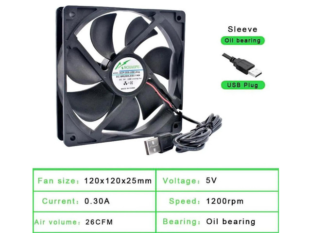 120x120x25mm Sleeve Bearing USB DC5V Silent Axial Cooling Fan, 120mm Quiet USBPowered Vent Fan for DIY Cooling, Router, Game Console, TV Box, Small...