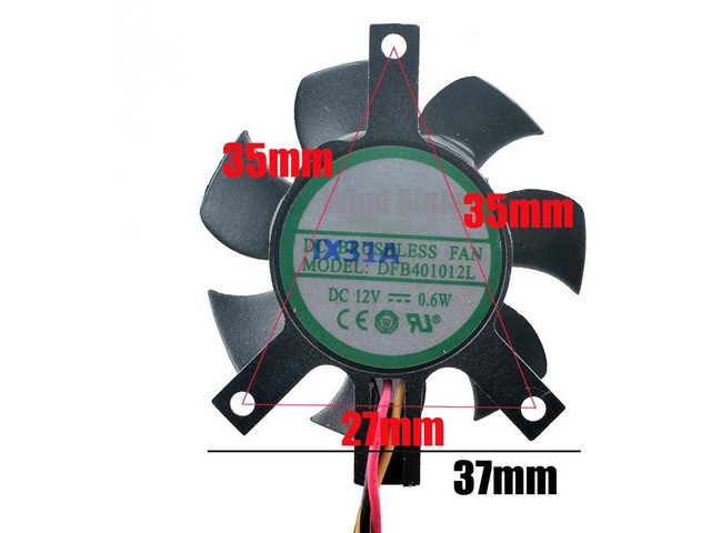 40mm DualBall Bearing Cooling Fan DC 12V 0.6W 3Pin, 37mm Blade 35x35x27mm Hole Spacing Replacement Fan DFB401012L for Router & Industrial Computer...