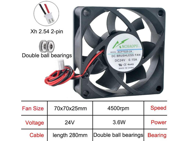 70x70x25mm DualBall Axial Cooling Fan DC 24V Replacement Fan ACP7025 for Server Power Supply and Inverter Electronic Hardware Heat Dissipation...
