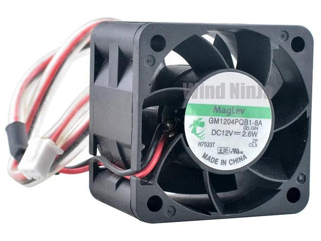 GM1204PQB18A Dual Ball Bearing Cooling Fan, 40x40x28mm 4cm DC 12V 2.6W 2Pin Replacement Fan, HighPower Compact Ventilation Fan for 1U 2U Server...