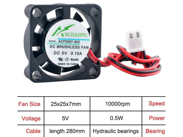 25x25x7mm UltraThin Mini Cooling Fan, 2.5cm DC 5V 2Pin Micro Connector Replacement Fan, Compact Slim Ventilation Fan for Printer and Power Supply...