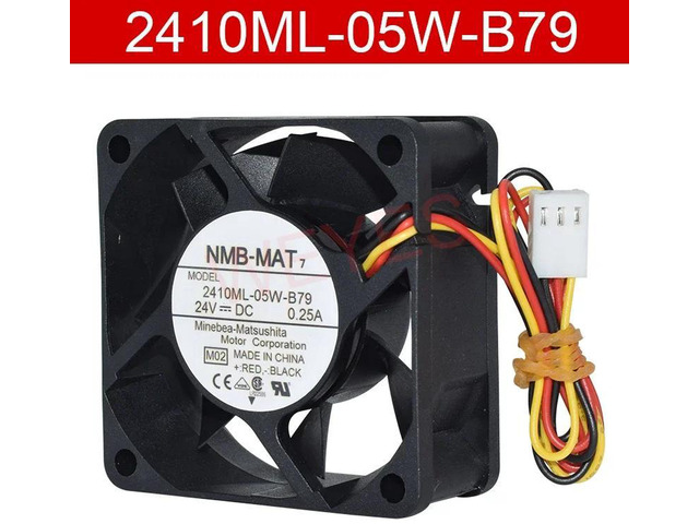 2410ML05WB79 Square Axial Cooling Fan, 60x60x25mm 6cm DC 24V 0.25A 3Wire Replacement Vent Fan, HighAirflow Cooler for Industrial Equipment, Power...