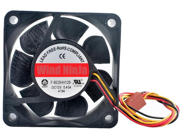 F6025HH12B HighSpeed Axial Cooling Fan, 60x60x25mm 6025 DC 12V 0.45A 5500RPM 3Pin Replacement Vent Fan, Powerful Cooler for PC Case, CPU and Power...