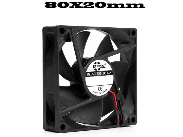8020 Axial Brushless Silent Cooling Fan, 80x80x20mm DC 12V 2Pin Sliding Bearing Replacement Fan for Equipment Housing Compact Industrial Electronic...