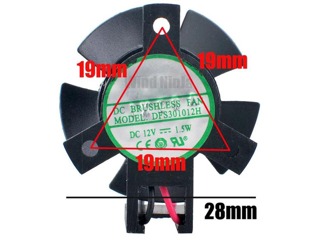 DFS301012H 28mm Diameter Mini Cooling Fan DC 12V 1.5W 2Pin Brushless Replacement Fan with 19x19x19mm Hole Spacing for Router, Industrial Computer...