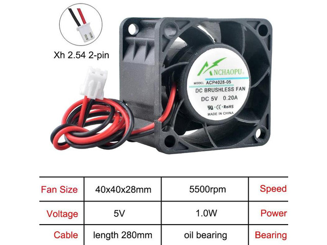 ACP4028 4028 Axial Cooling Fan 40x40x28mm 4CM DC5V OilImpregnated Bearing 2Pin Brushless Mini Fan Replacement for 1U 2U Power Supply, Industrial...