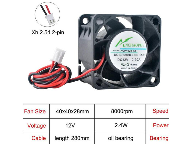 ACP4028 4028 Axial Cooling Fan 40x40x28mm 4CM DC12V OilImpregnated Bearing 2Pin Brushless Mini Fan Replacement for 1U 2U Power Supply, Industrial...