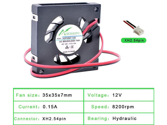 ACP3507 35x35x7mm 35mm Mini Centrifugal Blower Fan, DC 12V 2Pin Brushless Cooling Fan, Replacement Micro Blower for Projector, Printer and Compact...