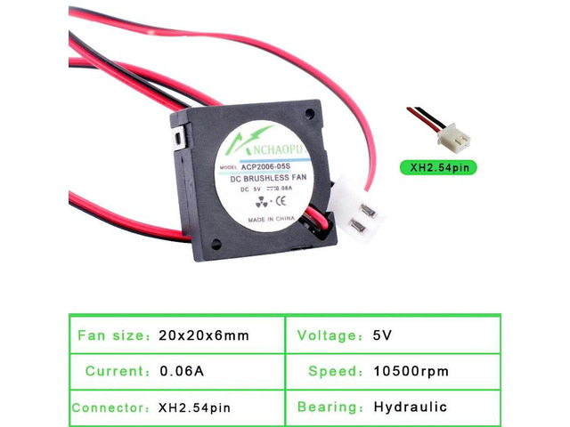 ACP2006 20x20x6mm 20mm Mini Centrifugal Blower Fan, DC 5V UltraCompact Micro Cooling Blower, Replacement Tiny Ventilation Fan for Projector and...