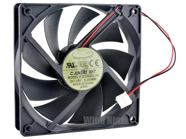 F121225SL 120mm PC Case Cooling Fan, 120x120x25mm DC 12V 0.20A 2Wire 1200RPM Silent Axial Fan, Replacement Quiet Cooling Fan for Computer Chassis...