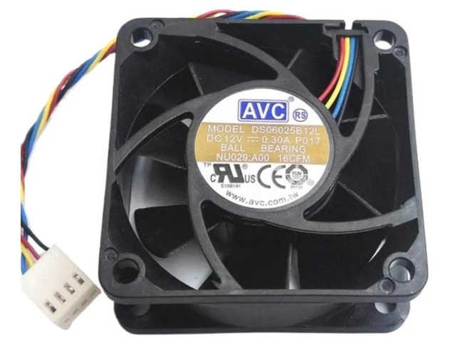 DS06025B12L 6025 PWM Axial Cooling Fan, 60x60x25mm 6cm DC 12V 0.30A Dual Ball Bearing 4Wire Fan, Replacement Server Cooling Fan for AVCCompatible...