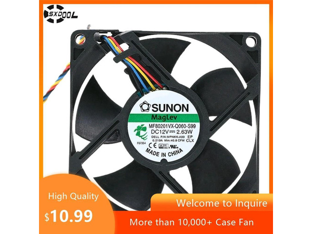 MF80201VXQ060S99 80x80x20mm DC 12V 2.63W 40.8CFM 4Pin Silent Axial Cooling Fan, 80mm 8020 Brushless Replacement Fan for Electronic Equipment Heat...