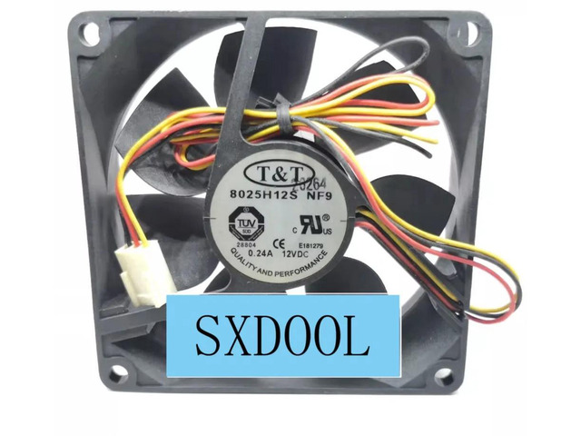 80x80x25mm 8025 UltraQuiet Chassis Cooling Fan T & T 8025H12S, DC 12V 0.24A 3Wire CPI Tachometer 8cm PC Case Replacement Fan for Desktop Chassis &...