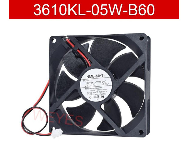 3610KL-05W-B60 9025 Axial Cooling Fan DC24V 0.26A 2-Pin 90x90x25mm 9CM Ball Bearing High Airflow Replacement Fan for Industrial Cabinet, Inverter,...