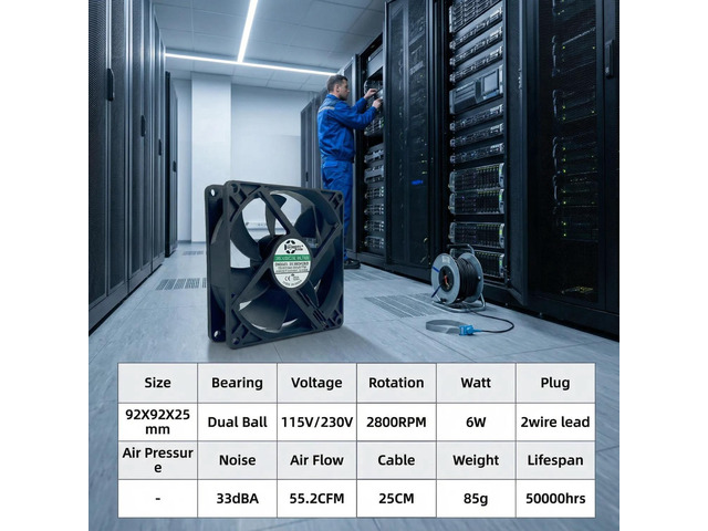 9225 EC Axial Cooling Fan Universal 115V 230V High Efficiency Brushless Motor High Speed Dual Ball Bearing Long Life Ventilation Fan for Industrial...