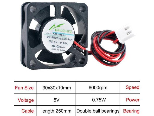 ACP3010 30mm Axial Cooling Fan DC5V Dual Ball Bearing 2-Pin 30x30x10mm Miniature Case Fan Replacement Cooler for 3D Printer Router Small Electronic...