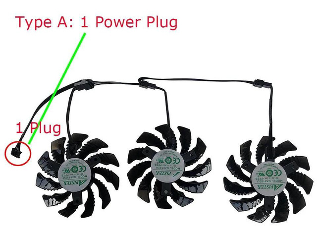 GA81S GPU Graphics Card Cooling Fan Set, 3 Units/Set with 1 Integrated Power Connector, Replacement VGA Cooler Fan Compatible with RTX 3060 Ti and...