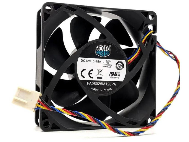 PWM Cooling Fan Replacement for Cooler Master FA08025M12LPA, 8025 80mm 8cm PC Case CPU Cooler Fan, DC 12V 0.45A 4-Pin PWM Brushless Axial Fan for...