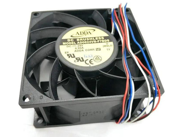 AD0824VB-F7BDS Axial Cooling Fan, 8038 80×80×38mm 8CM DC24V 0.95A 4-Wire Replacement Fan, High Static Pressure Industrial Cooler for Inverter,...