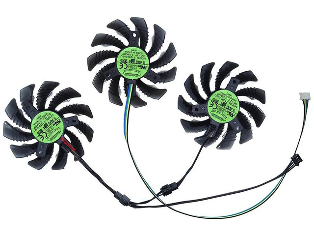 3-Piece Set GPU VGA Cooling Fan Replacement for GeForce RTX 3060 Ti OC, Model T128010, DC12V 2-Power Plug 75mm Diameter Video Card Cooler, Quiet...