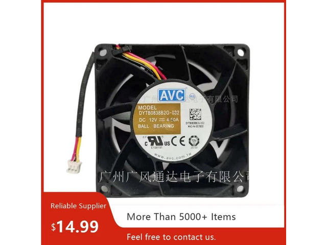 80x80x38mm 8038 High Speed PWM Axial Cooling Fan DYTB0838B2G, DC12V 4.5A Dual Ball Bearing Replacement Fan for Server, Industrial Cabinet, High...