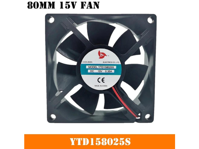 YTD158025S 8025 80x80x25mm DC15V 0.35A 2-Wire Axial Cooling Fan, 8CM 80mm Replacement Heatsink Fan for Industrial Equipment, Power Supply, Cabinet...