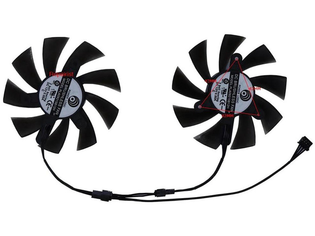2 Pack XY-D0915B GPU Cooling Fans, VGA Video Card Cooler Replacement Fan for RX 580 8GB RX580 GDDR5 Graphics Card, DC12V PWM Graphics Card Repair...