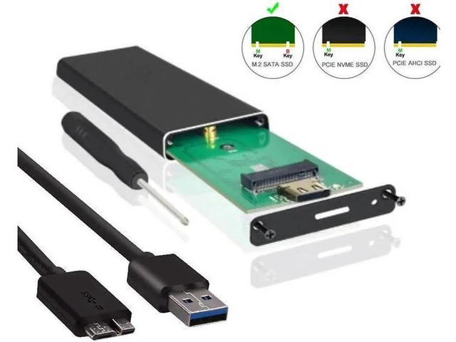 M.2 SSD USB3.0 Enclosure, NGFF Portable USB 3.0 Case, External M.2 SSD Reader, M.2 B-Key and B & M Key Solid State Drive Adapter Converter as...