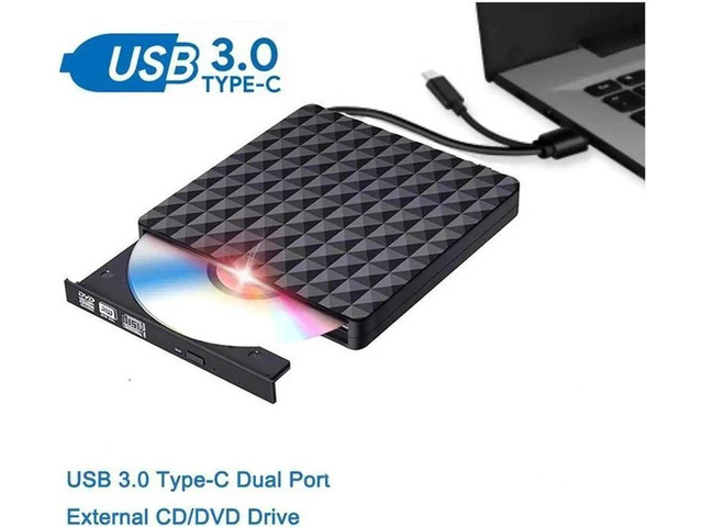 External DVD CD Drive, USB 3.0 Type-C Portable CD/DVD ROM +/-RW Drive/DVD Player Rewriter Burner Compatible with Laptop Desktop PC Windows Apple...