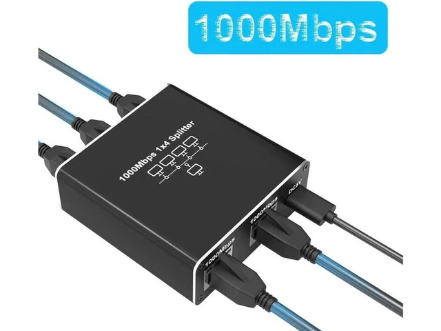 RJ45 Gigabit Network Ethernet Splitter 1to4 Splitter, Suitable Super Cat5/5e/6/7/8,Cmpatible with ADSL,Hubs,TVs,Set-top Boxes,Routers,Computers...