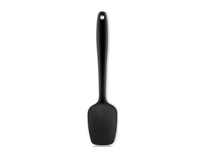 Silicone Spatula Spoon, 11.2' Heat Resistan Rubber Spoonula, Black Non-Stick Spootula with Seamless, Flexible Scrapers for Baking Mixing Serving,...