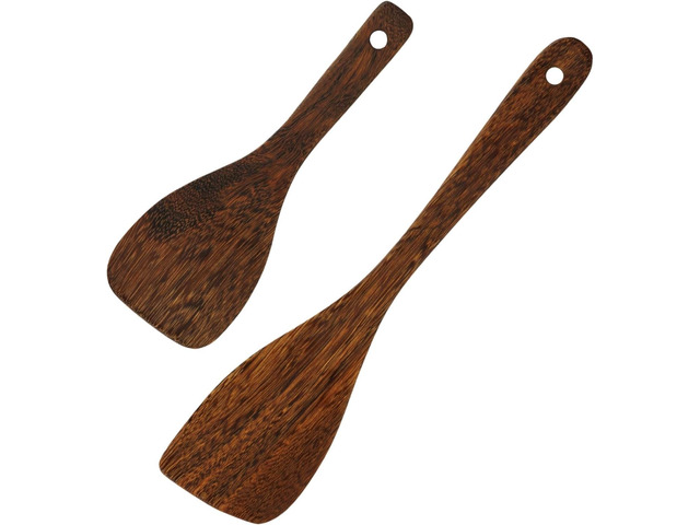 Chicken Wing Wood Spatula Set of 2, Natural Wooden Cooking Utensils for Nonstick Pans, 8.7 & 13 Turner Spatulas for Eggs, Pancakes, Fish & Stir-Fry