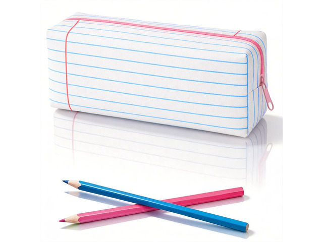 Striped Pencil Case 7.87 x 3.15 Inch Line Drawing Pencil Bag Preppy Lined Notebook Pen Pouch Station