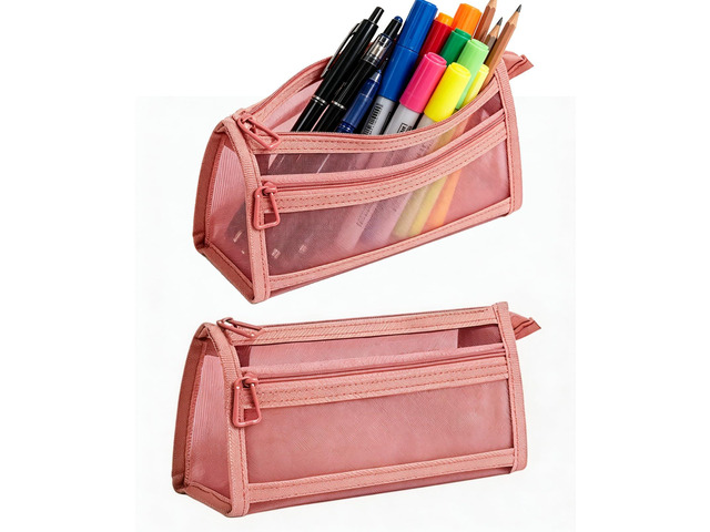 Mesh Pencil Case Storage Bag Pouch Holder Box Organizer Green for Adult Mesh Pencil Storage