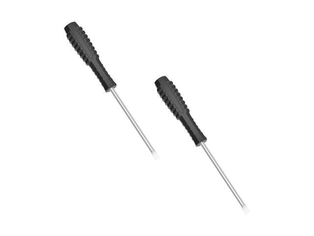 2 Pcs Mini Slotted Screwdriver, 3mm Flat Head, 100mm, Black 4' Total Length, Handle, Non-magnetic