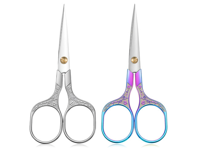 Small Sewing Scissors, 5 Inch Embroidery Scissors 2 Piece, Sharp Precision Crochet Scissors Facial H
