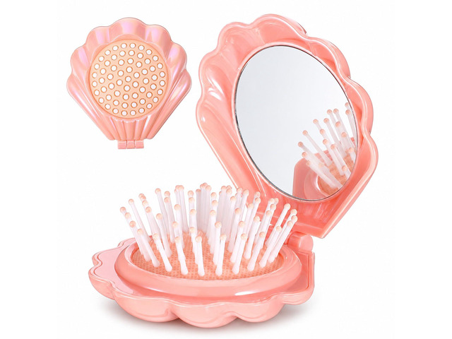 3 Pcs Portable Shell Hair Brush, Compact Hair Brush Foldable Portable Mini Hairs Brushes, Travel B