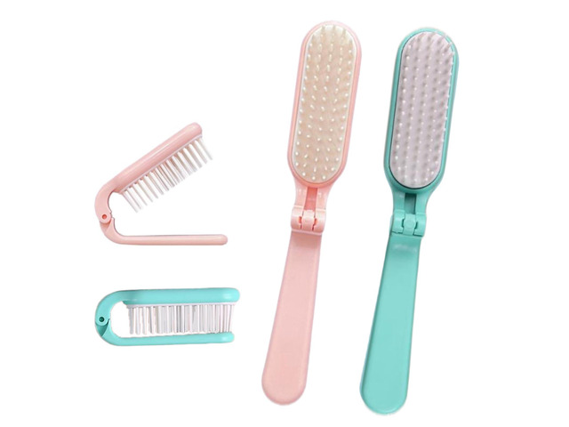 2Pcs Folding Hair Brush Hair Comb Portable Mini Massage Hair Brush Anti-Static Anti-knot for Women &