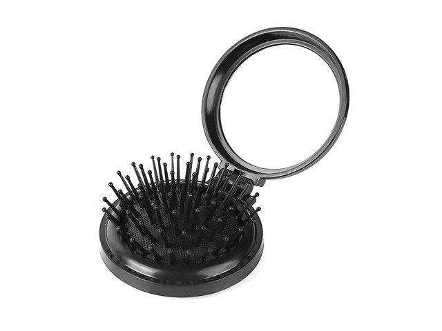1st Choice Folding Hair Brush with Mirror,Round Mini Compact Massage Comb for Purse/Pocket,Travel Si