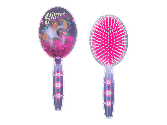 Disney Encanto Hair Brush with Magical Sparkling Stars Confetti HairBrush, Purple - Kids Ages 3+
